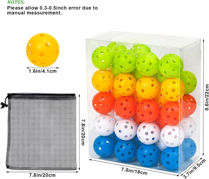 Bac-kitchen Plastic Golf Balls Practice Limited Flight Golf Training Ball Hollow Swing Practice Indoor Golf Balls with Mesh Drawstring Bag for Backyard Driving Range or Outdoor - Image 2